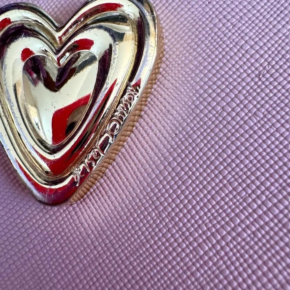 BETSEY JOHNSON Heart Blush Pink Wristlet Zip Around Wallet Valentine's Day